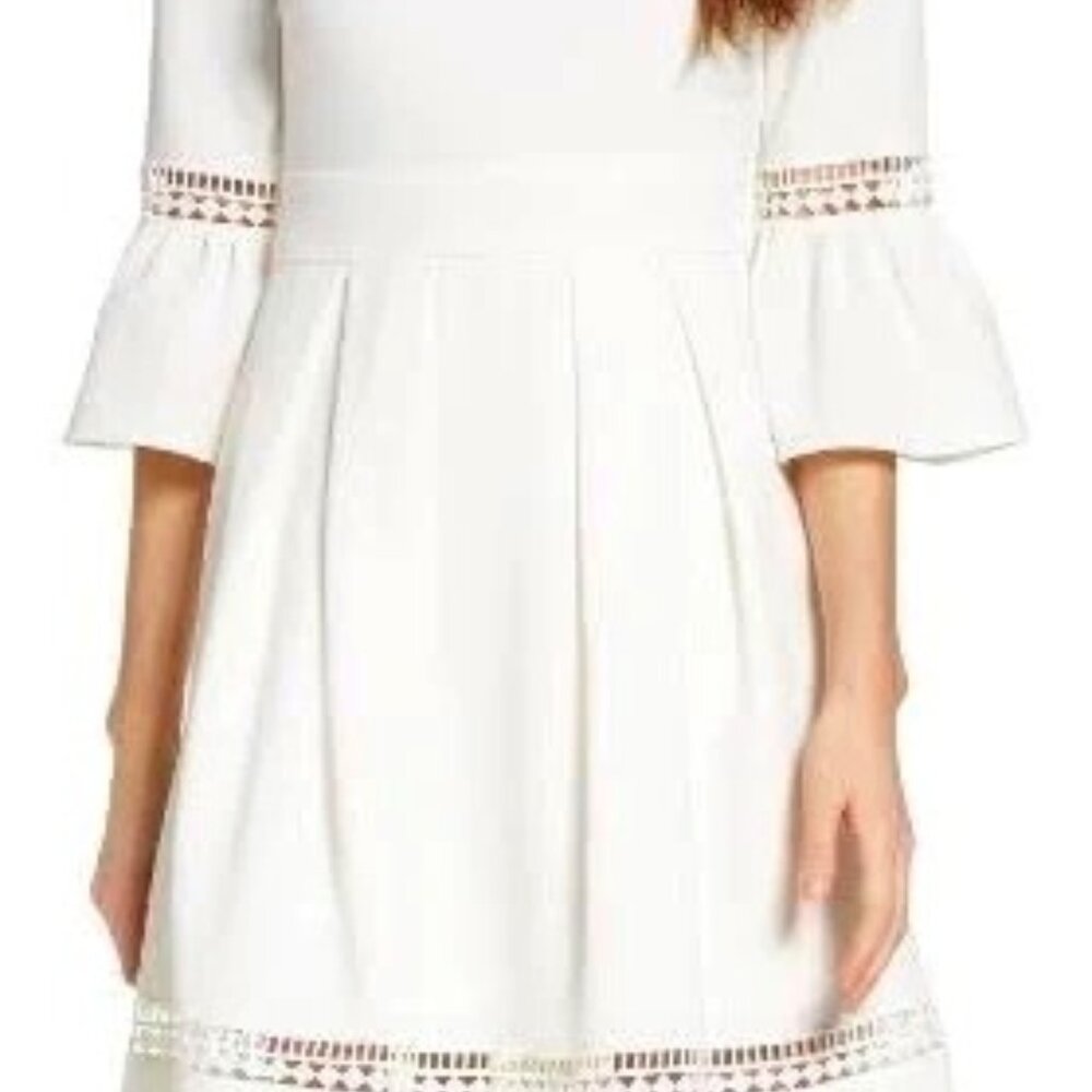Eliza J White Bell Sleeve Fit & Flare Dress | Size 6